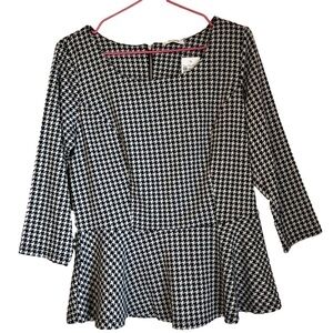 NWT Ricki’s Houndstooth Peplum Top
